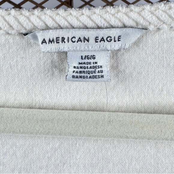 American Eagle Corduroy Mini Dress White Cream Button Front Sleeveless Size L - Picture 4 of 4